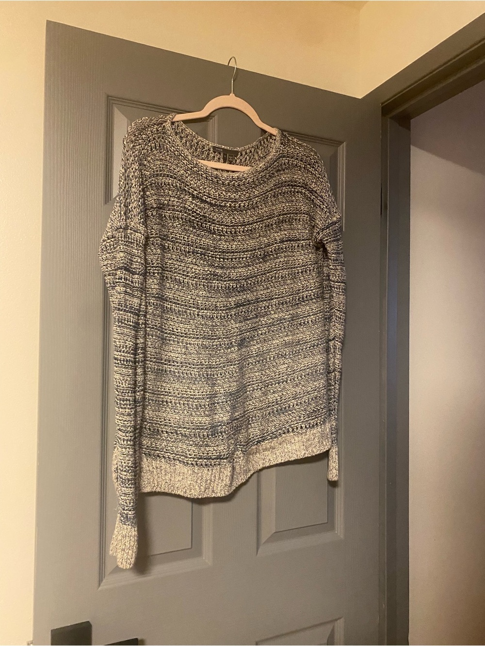 Vince Marled Crewneck Sweater in Gray and Cream
